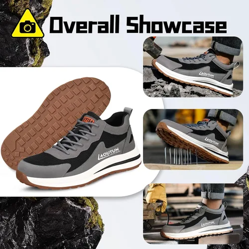 Miniatura 6 de Zapatos deportivos con punta de acero para hombre, zapatos ligeros para hombre, zapatos de trabajo cómodos, zapatos de seguridad con amortiguación