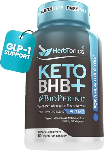 Herbtonics Keto BHB+ BioPerine Keto Píldoras, cetonas exógenas para apoyo a la cetosis, control de peso, apoyo GLP-1, energía y enfoque mental,