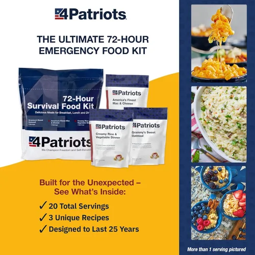 Miniatura 2 de 4Patriots suministro de alimentos para emergencias, kit de supervivencia para 72 horas, vida útil de 25 años, 16 porciones
