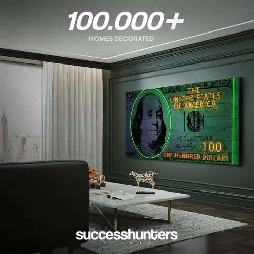 Miniatura 6 de Letrero de neón motivacional de billetes de 100 dólares, arte de pared, decoración de oficina, motivación empresarial, obra de arte de dinero