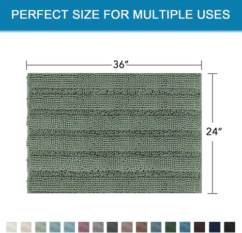 Miniatura 438 de H.VERSAILTEX Alfombras de baño para cuarto de baño, antideslizantes, tapetes de baño extragruesos, de felpilla, a rayas, alfombra de 20" x 32