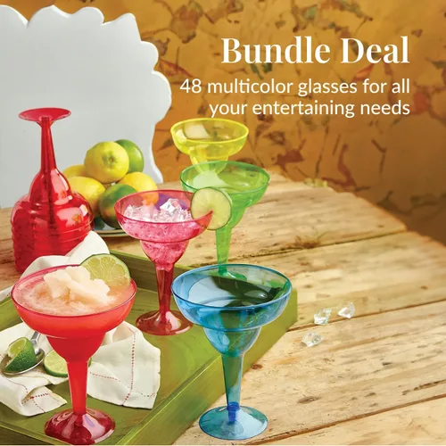 Miniatura 4 de Prestee 48 vasos de plástico desechables multicolor – Copas de cóctel duras de 12 onzas para fiestas del Cinco de Mayo, fiestas de tacos y Varios