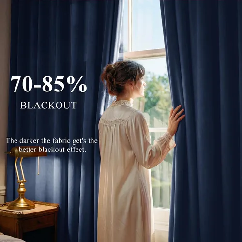 Miniatura 3 de StangH Cortinas de terciopelo azul marino – Hermosas cortinas de terciopelo suave para decoración del hogar, cortinas opacas con aislamiento térmico