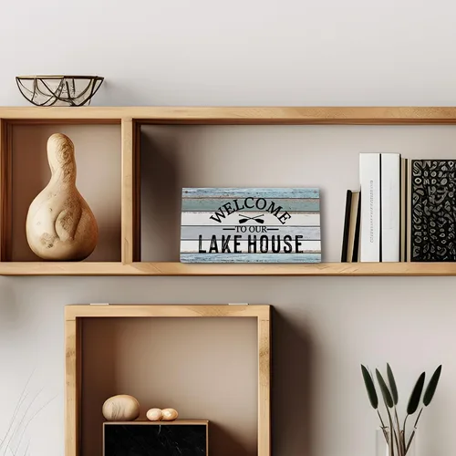 Miniatura 3 de Letrero de madera impreso para colgar en la pared, diseño rústico para casa de lago, decoración del hogar, verano, 12 x 6 pulgadas