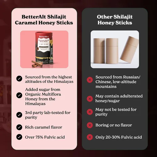 Miniatura 6 de Better Alt Palitos de Miel de Canela Shilajit Puro del Himalaya con Miel Orgánica Shilajit Fácil de Consumir 30 Palitos para Impulso de Energía