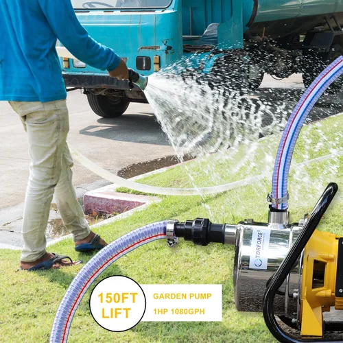 Miniatura 2 de TDRSUPER 1.0HP Bomba eléctrica de pozo poco profundo 110V Bomba de transferencia de agua portátil 1080GPH 18GPM Bombas de acero inoxidable Bomba