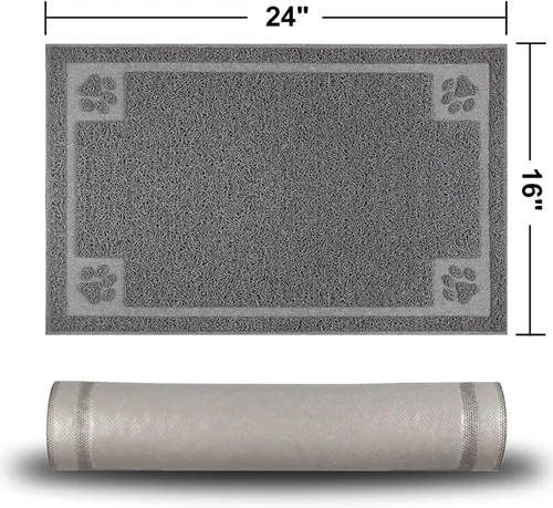 Miniatura 8 de Tapete de alimentación para mascotas para perros y gatos pequeños, de 24 x 16 pulgadas, flexible e impermeable, tapete de cuenco para perros