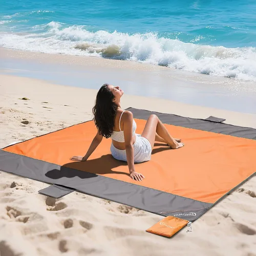 Miniatura 9 de covacure Manta de playa extra grande a prueba de arena, impermeable, 108 x 85 pulgadas para 7-8 adultos, alfombrilla de playa portátil de gran