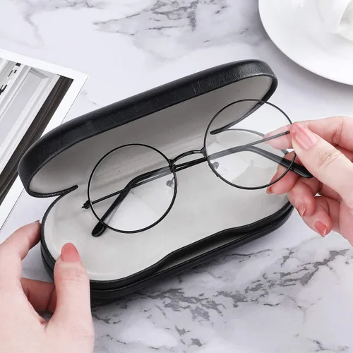 Miniatura 5 de MoKo Estuche Doble para Anteojos, Estuche para Lentes de Contacto con Espejo y Pinzas Removedoras, 2 en 1 de Doble Cara Portátil Caja Soporte Mármol