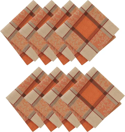 Elrene Home Fashions - Servilletas de algodón tejido jacquard de cosecha otoñal, juego de 8, 17 x 17 pulgadas
