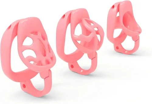 Miniatura 3 de Jaula de castidad impresa en 3D con 4 anillos diferentes, jaula de pene masculina con ganchos y cerraduras ocultas, dispositivo de castidad