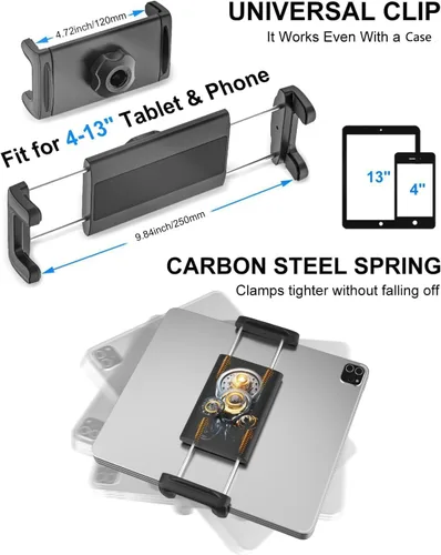 Miniatura 6 de Soporte para tablet de automóvil, ranura para CD, brazo ajustable en altura, soporte para tableta para reproductor de CD de automóvil, abrazadera