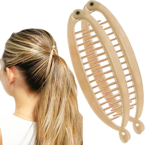 Miniatura 20 de Camila Paris CP3133 - Peine de pelo con clip de plátano francés de 4.5 pulgadas, para niñas, estilo clásico, flexible, para cola de caballo Beige