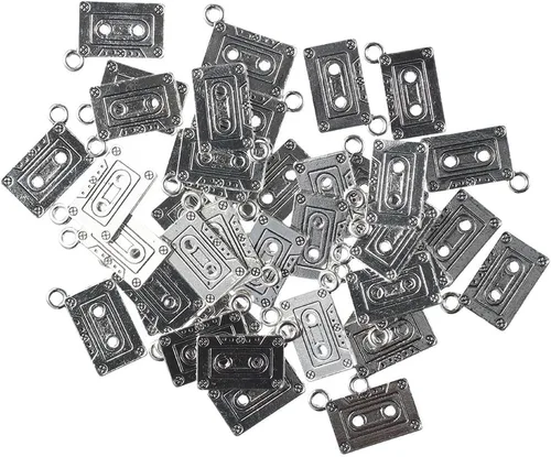 Miniatura 3 de 50 dijes con forma de cintas de casete de audio, 0.866 x 0.630 in de aleación antigua para hacer joyas y bricolaje
