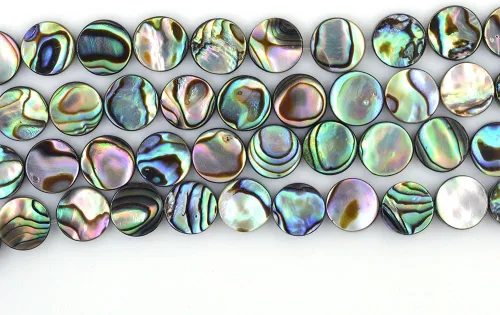 Miniatura 5 de 0.236 in Natural Abulón Shell Moneda Plana Cuentas Strand 16 Pulgadas Joyería Hacer Perlas