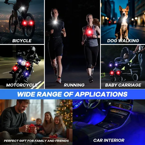Miniatura 6 de 4 piezas de luces LED estroboscópicas inalámbricas con mando a distancia, 8 colores, 10 modos de iluminación, luz trasera para bicicleta recargable