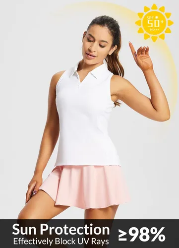 Miniatura 2 de baleaf - Camisetas de golf para mujer, sin mangas, polo de tenis con espalda cruzada, deportiva y de secado rápido