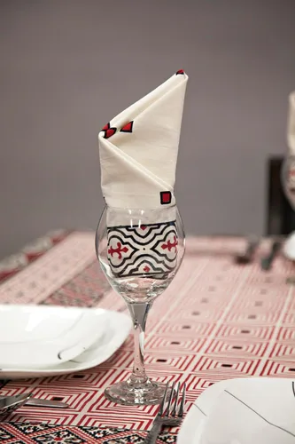 Miniatura 2 de Servilleta de algodón con estampado de país francés 17" x 17" negro y rojo