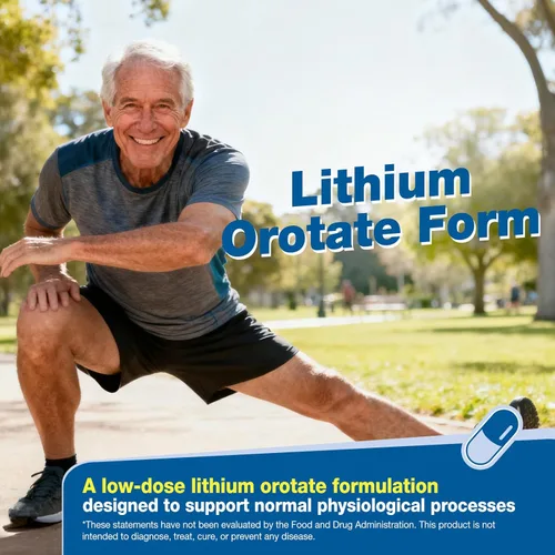 Miniatura 4 de Orotato de litio 20 mg - Apoyo a la salud del cerebro y los nervios para un envejecimiento saludable, suplementos de litio de baja dosis, minerales