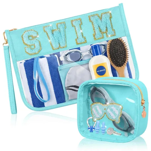 Miniatura 14 de Hillban Juego de 2 bolsas de bebé de chenilla, bolsas de letras de chenilla, bolsa de maquillaje, bolsa de viaje para bebé, impermeable, portátil
