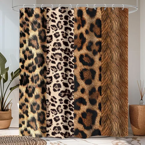 Miniatura 49 de Cortina de ducha con estampado de tigre, 60 pulgadas de ancho x 72 pulgadas de alto, safari salvaje, negro, marrón, potente pantera, piel de animal