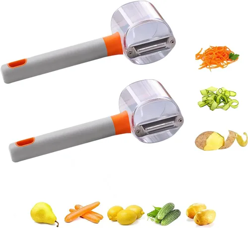 Miniatura 9 de Pelador de verduras con caja de almacenamiento, pelador de papas, pelador de almacenamiento, adecuado para zanahorias, papas, melones, gadgets, Verde