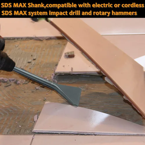 Miniatura 3 de Azulejo de 6 pulgadas de ancho y cincel Thinset Scaling Shank SDS-Max, broca de extracción de raspador de 6 x 15 pulgadas, ideal para taladros