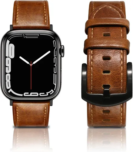 Miniatura 19 de EDIMENS Correas de cuero compatibles con Apple Watch de 1.81 pulgadas, 1.77 pulgadas, 1.73 pulgadas, 1.65 pulgadas (serie 1, 2, 3) para hombres