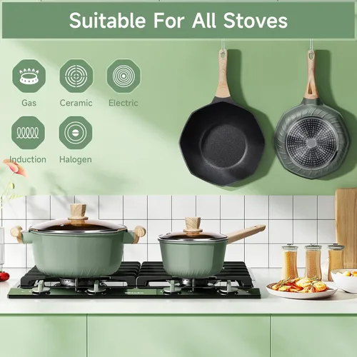 Miniatura 6 de RealCool Juego de ollas y sartenes antiadherentes, 8 piezas de utensilios de cocina de inducción, juegos de utensilios de cocina antiadherentes
