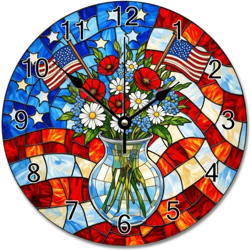 Miniatura 19 de ArogGeld Reloj de pared de 5 O'Clock Somewhere - Reloj redondo de madera para casa de playa, 10, silencioso, sin tictac, batería de cuarzo, granja
