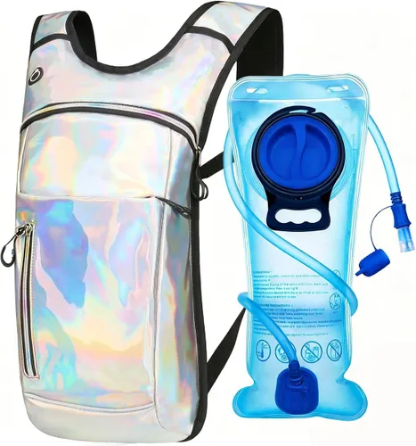Miniatura 14 de Mochila de hidratación, mochila de agua con cámara de 2L, mochila de hidratación para raves, esencial para festivales, senderismo, ciclismo