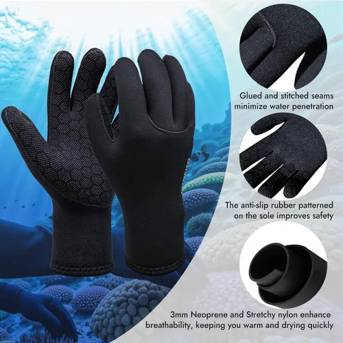 Miniatura 2 de Neoprene Gloves, 3mm Anti-Slip Diving Gloves Waterproof Wetsuit Gloves for Scuba Fishing Kayaking Surfing Swimming