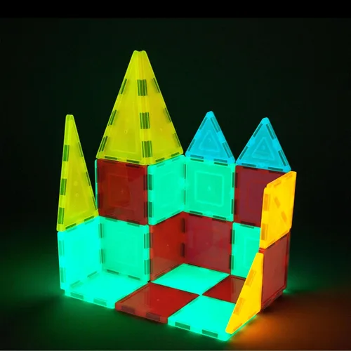 Miniatura 4 de PicassoTiles Juego de bloques de construcción de juguete para niños que brillan en la oscuridad, kit de construcción para niños, azulejos 60