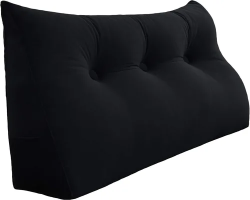Miniatura 4 de Johnear - Almohada grande de cuña para cabecera de lectura, para sentarse en la cama, para adultos, cojín triangular de terciopelo para respaldo