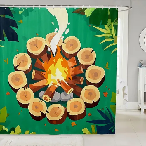Miniatura 20 de Erosebridal American Flag Shower Curtain 72" Wx72 L Army Green Camo Waterproof Bathroom Curtains Bear Claw Hunting Theme Bathroom Shower Curtain