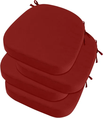 Miniatura 32 de idee-home Juego de 2 cojines para sillas de exterior, 17 x 17 pulgadas de grosor, en forma de D, cojines de asiento impermeables con lazos