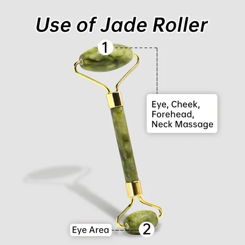 Miniatura 6 de Juego de Gua Sha de Jade y Rodillo Facial, Juego de Herramientas Faciales de Piedra Gua Sha de Jade Real para Reducir la Hinchazón, Herramienta