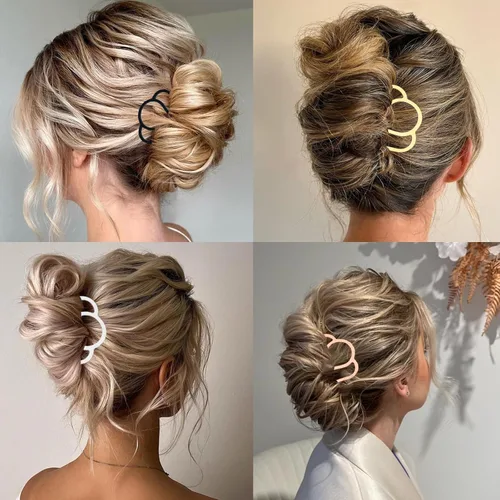 Miniatura 5 de 10 peines laterales para el cabello, clip de horquilla de metal, peine de giro francés, barra updo, herramientas de peinado en forma de U, Multicolor