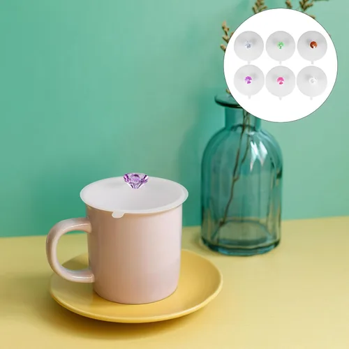 Miniatura 6 de Luxshiny Fundas de silicona para tazas, paquete de 6 tapas transparentes de 4.33 pulgadas, tapas de taza de bebidas reutilizables herméticas