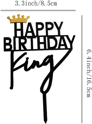 Miniatura 3 de ZHENGYE Crown King - Decoración acrílica para pastel de cumpleaños Decoración para pastel negro 2
