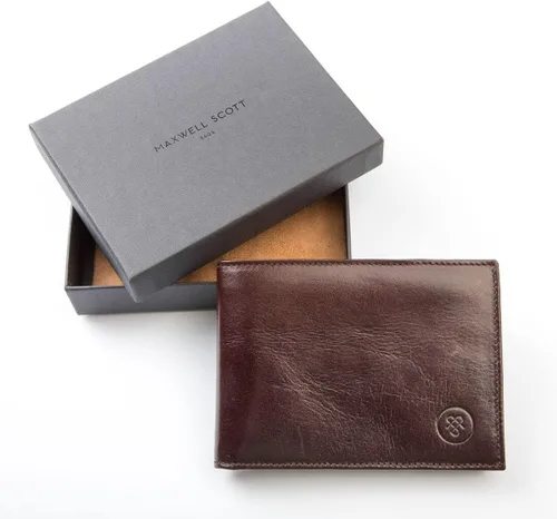 Miniatura 6 de Maxwell Scott Mens Luxury Leather Trifold Wallet The Gallucio Handmade In Italy Dark Chocolate Brown