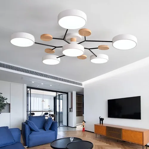 Miniatura 36 de Lámpara de techo LED regulable, lámpara de techo moderna de 9 pulgadas, montaje empotrado, de madera, de 12 W, lámpara blanca para sala de estar