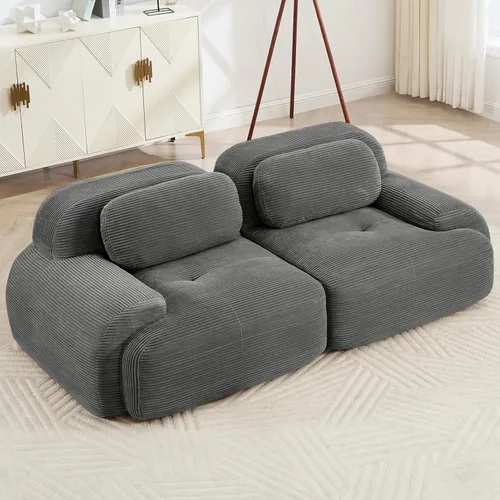 Miniatura 30 de Juego de sofás seccionales sin hueso de 117 pulgadas para sala de estar, modular en forma de L y sofá de 3 plazas con asiento profundo, almohadas