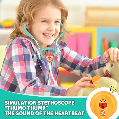Miniatura 7 de Kit de médico para niños pequeños de 3 a 5 años, juego de doctor con herramientas médicas, máquina de rayos X y estetoscopio de juguete, juego