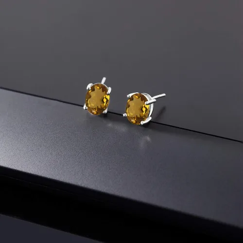 Miniatura 188 de Gem Stone King Aretes de oro de 14 quilates con piedra natal ovalada de 0.315 x 0.236 in Aretes de oro para mujer