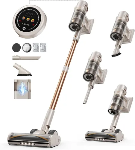 Miniatura 9 de Aspiradora inalámbrica, aspiradora de 80 minutos/50 kpa/600 W para el hogar, aspiradoras de pie con pantalla táctil, faros LED, antienredos