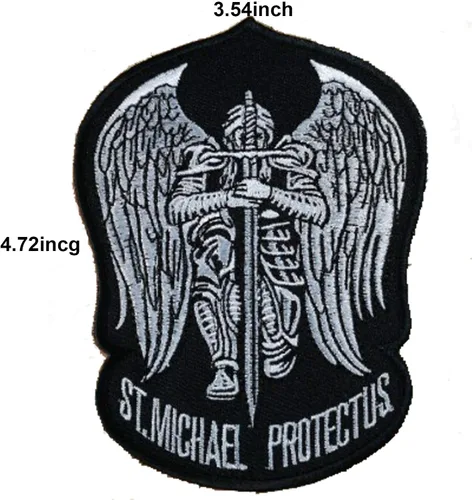 Miniatura 3 de St. Saint Michael Protect Us - Parche bordado táctico militar para operador del ejército con cierres de gancho y bucle, 3.54 x 4.72 pulgadas