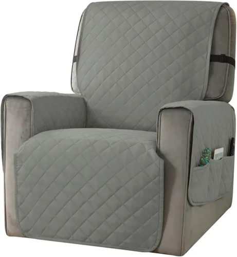 Miniatura 16 de Ouka - Funda reclinable para perros, de ancho de asiento de 63,5 cm, protector de sofá de tela reversible con correas elásticas, funda de sillón Gris