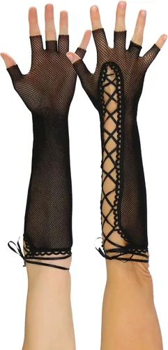 Miniatura 6 de ToBeInStyle Guantes calentadores de brazo sin dedos con cordones para mujer