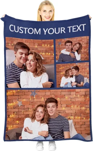 Miniatura 17 de Manta personalizada con imagen, manta personalizada para parejas, manta de fotos para sofá, familia, Navidad, Halloween, cumpleaños, boda, regalos 2